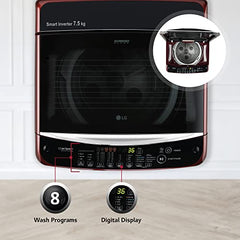 LG 7.5 Kg 5 Star Smart Inverter Technology Fully Automatic Top Load Washing Machine (T75VBMB1Z, Auto Prewash, Turbodrum, Stainless Steel drum, LED Display, Smart Diagnosis, Middle Black)