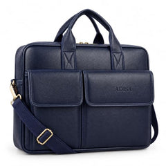 ADISA Laptop Bag for Men - Faux Leather Office Messenger Briefcase with Laptop Compartment for Work, Business, Corporate & Professional Use (LB6055)