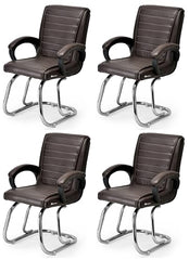 KITHANIA Executive Office Home Study Chair Library Chair with Cushioned Arm Rest & Seat Back, Reception or Conference Room Seating, 100 Kgs Limit (2, Pink, Double Pipe Chrome Frame)