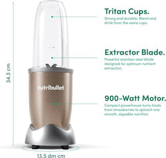 Nutribullet Pro 900W Slate, 12 Pcs Set, USA #1 Mixer/Grinder/Smoothie Maker, "The Original Nutribullet", Best Blender, Food Processor, 3 Unbreakable Jars, 2 Blade Sets(Wet & Dry), 900W, 2 Yrs Warranty