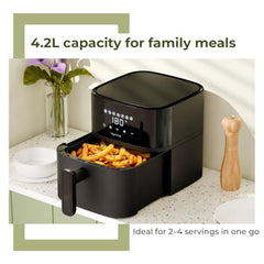 Lifelong Smartchoice 4.2L Digital Air Fryer |7 Preset Menus| Removable Handle, Food-Grade Toxic-Free Basket| 360° Rapid Air Tech |Use Little to No Oil, Frying, Grilling, Baking, Roasting | 1200W