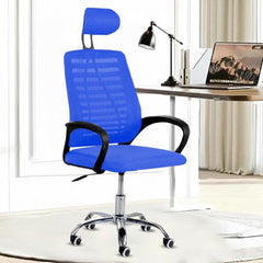 Casa Copenhagen Mesh Mid Back Office/Study/Computer/Revolving/Desk Chair for Work from Home -Metal Base, Height Adjustable Seat - Grey Milange & Black Handle