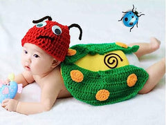 MOMISY Newborn Photography Props Baby Girl Boy Photo Props for Infant Hand Crocheted Beetle Outfit and Hat-Green