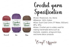 Craft Affair | Crochet Bloom Cotton Yarn 8ply (Each Color 2mm, 77Meter, 50Gram) 100% Pure Cotton | for Knitting Yarn | Craft & DIY Project: Grey, Pink, Off White