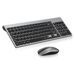 cimetech Keyboard Mouse Combo, 2.4G Ultra-Thin Sleek Design, USB Compact Full Size Wireless Keyboard and Mouse for Windows, Computer, Desktop, PC, Notebook - Grey