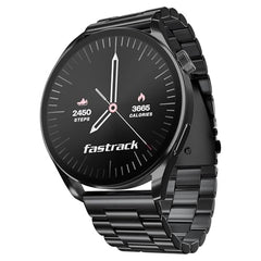 Fastrack MYND 1.93” AMOLED Display Smart Watch for Men & Women with AI Watch Faces,AI Chat,Offline Voice Commands,Curved Metallic Design,Functional Crown,BT Calling, Health Suite,100+ multisport modes
