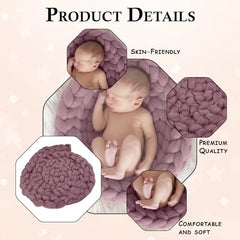 MOMISY Newborn Baby Photography Wrap, Wool Braided Rope Basket Filler, Baby Photo Props, Soft Blanket (Watermelon)