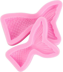 MOMISY Silicone Mermaid Fish Tail Mold Baking Cake Decoration Jelly Sugar Craft Chocolate Fondant Gumpaste Pastry Clay Candy Making Ice Cube Tray Soap Molds Large and Small Set of 2
