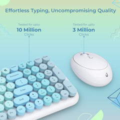 iGear KeyBee Retro Typewriter Inspired 2.4GHz Wireless Keyboard with Mouse Combo for Desktop/Laptop and Devices with USB Support, Single Nano Receiver, Round Keycaps, Cleaning Brush (White) (Green)