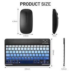 Bluetooth Keyboard and Mouse Combo Rechargeable Portable Wireless Keyboard Mouse Set for Apple iPad iPhone iOS 13 and Above Samsung Tablet Phone Smartphone Android Windows (Gradient White Purple)