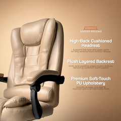 Kepler Brooks Italia Premium Leatherette Office Chair for Work | 3-Years Warranty | Boss Chair for Office, Ergonomic Executive Chair, Cushioned Arms & Seat, Leg Rest, Heavy Duty Metal Base (Black)