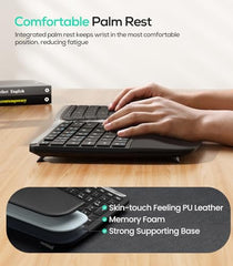 Nulea RT07B Wireless Ergonomic Keyboard, A-Silver Black Split Keyboard, Wrist Rest, Bluetooth and USB Connectivity, USB-C Rechargeable, Compatible with Windows Mac