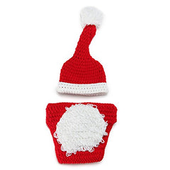 MOMISY Newborn Baby Photography Prop Croche Costume 2Pcs Handmade Knitted Hat Diaper Photographic Prop Outfit for Baby Bird-Red And White