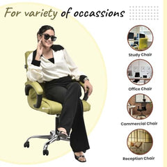 GOYALSON Ergonomic Revolving Office Home Swivel Desk Chair with Adjustable Height Smooth Moving (2, Black, Standard)