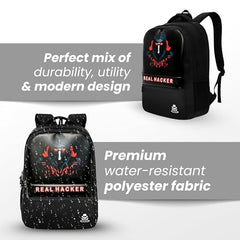 HACKER Laptop Backpack for Men & Women | Stylish Spider Printed Backpack | Durable School, College & Office Bag | Spacious Travel Backpack with Padded Laptop Compartment & Adjustable Straps