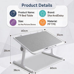 StarAndDaisy T9 Foldable Bed Table for Laptop & Study, 4-Level Adjustable Angled Tabletop, Large Desktop Surface with Anti-Slip Stopper, Tablet & Phone Slot, Storage Drawer, Stable Legs, PP & TPE