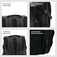 HARISSONS RHINO Laptop Backpack | 30L | Fits 15.6” Laptop | 420D PU-Coated Polyester & Vegan Leather | Office, Commute & Travel | Laptop Protection, Trolley Sleeve, Organizer (Grey)
