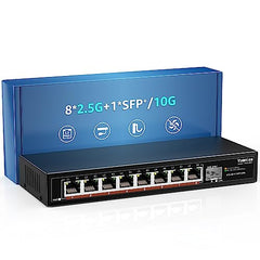 YuanLey 18 Port 2.5G PoE Switch Unmanaged, 16 x 2.5G Base-T PoE Ports, 2 x 10G RJ45 UpLink, IEEE802.3af/at, 250W, Compatible with 100/1000/2500Mbps, Metal Case, 2.5Gbe Network Switch