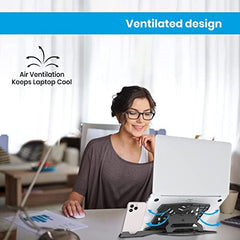 Portronics My Buddy Hexa 22 Laptop Stand with 360° Rotation Base, Mobile Stand, 7 Adjustable Heights, Air Ventilation, Portable & Foldable Design for Upto 15.6 Inches Laptops & MacBook (Black)