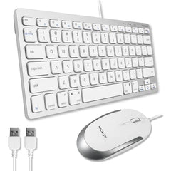Macally USB Wired Keyboard and Mouse Combo for Mac and PC - Save Space with a Compact Small Mac Keyboard and Mouse for MacBook Pro/Air, iMac, Mac Mini/Pro - Compatible Apple Keyboard and Mouse