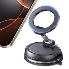 (1 Year Warranty) 360° N52 Strong Magnetic Vacuum Phone Holder, Strong Suction Mobile Mount for Car Dashboard, Windshield, Mirror & Smooth Surfaces, Hands-Free Universal Smartphone Holder - Black