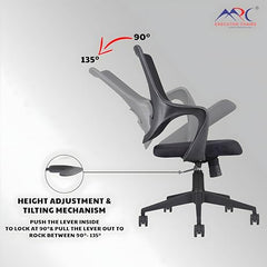 MRC Mono Ergonomic Office Chair (Mid-Back) – Revolving Breathable Mesh Desk Chair for Work from Home & Study–Lumbar Support & Heavy Duty Nylon Base (Grey & White)