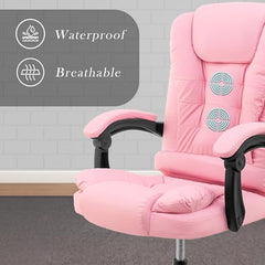 Casa Haus Italia Premium Leatherette Office Chair for Work | Boss Chair, Ergonomic Executive, Luxurious Cushioned Arms & Seat, 2 Point Back Massager, Heavy Duty Metal Base (Burgundy)