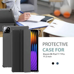 ProElite Cover for Xiaomi Mi Pad 8/8 Pro/Mi Pad 7/7 Pro 11.2 inch Cover, Flip Case Cover with Transparent Back & Stylus Pen [Auto Sleep Wake Support], Black