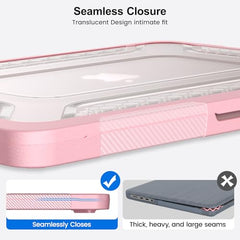 ProElite Transparent Case for MacBook Neo 13 inch 2026 Model Touch ID, Heavy Duty Honeycomb Hard Shell with Slim TPU Bumper and Fold Kickstand, Dark Blue