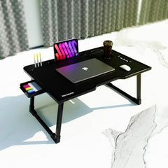 Rellon Industries Laptop Table Multi Purpose Laptop Desk for Study and Reading with Foldable Non-Slip Legs Reading Table Tray, Laptop Table, Laptop Stands, Laptop Desk (Black)