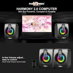 Pick Ur Needs RGB Multimedia Speakers High Bass USB Powered Desktop Speakers with Dynamic LED Lights Wired Speakers for PC, Laptop & Gaming