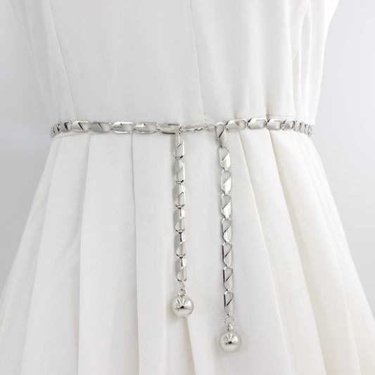 SYGA Metal Hook Adjustable Waist Chain Women's Fashion Versatile Decorative Dress Personalized Chain Waist Slim Belt(Silver)