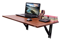 Madhuran Engineered Wood Wall Mounted Study Office Laptops Foldeable Table Desk (Finish Teak) / uses Home Dining Kitchen Living Room Organizer Storage Foldable Shelf