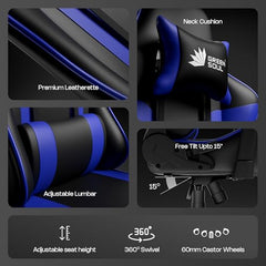 Green Soul Raptor 2.0 Racing Edition Ergonomic Gaming Chair with Premium PU Leather, Adjustable Neck & Lumbar Pillow, 3D Adjustable Armrests & Heavy Duty Nylon Base (Black & Red)