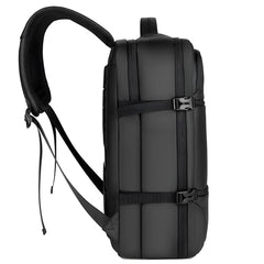 Wesley Luxur 45 Ltrs Overnighter Expandable Travel Laptop Backpack, Flight Cabin Approved Carry On with 16 inch Laptop Compartment, Anti Theft feature business/Travel/Weekender/college Charcoal Black