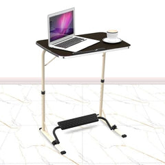 TABLE MAGIC- BADE Multipurpose Laptop Table Mat Finish - Adjustable, Foldable, Portable, Engineered Wood Top with Footrest, Top Size 60 * 45cm (Beige- Wenge)