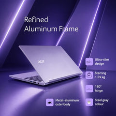 Acer Aspire Lite Intel Core i3/Core 3 14th Gen-100U Processor, Office 2024 + M365 Basic, 8GB RAM/256GB SSD, 15.6"/39.62 cm, FHD IPS Display,Win11Home, Steel Grey, 1.59Kg, AL15-53, Thin & Light Laptop