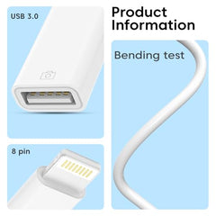 Sounce 2-in-1 8 Pin to 3.5mm Audio & Charging Splitter – Dual Port Adapter Cable for Music, Power, Headsets, Speakers & More – White