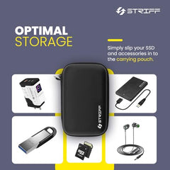 STRIFF DriveGuard – Premium Shock-Resistant 2.5″ External Hard Drive Protection Pouch | Shockproof, Water-Resistant PU Travel Pouch for HDD, SSD, Hard Disk, USB Drive & Accessories | Travel Friendly