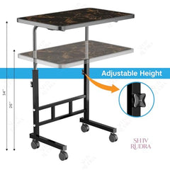 Multi-Purpose Laptop Table, Study Table| Heavy Duty Bed Table| Adjustable for Height, Portable for Office, Work Form Home | DIY Table, Easy to Asembl(Black Ajustable)