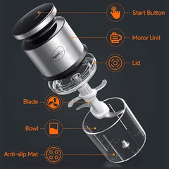 Pigeon Ultra Fast Electric 300 Watts Electric Chopper For Kitchen, Twin Blade Technology, 600 Ml 'Chop-N-Store' Plastic Bowl With Lid, Vegetable Chopper, Cutter, Chop, Mince, Dice, Whisk, Blend, Red