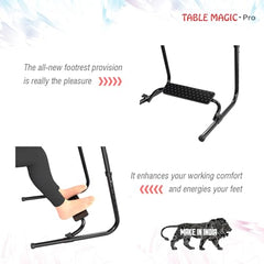 TABLE MAGIC- BADE Multipurpose Laptop Table Mat Finish - Adjustable, Foldable, Portable, Engineered Wood Top with Footrest, Top Size 60 * 45cm (X-Large, Midnight Black)