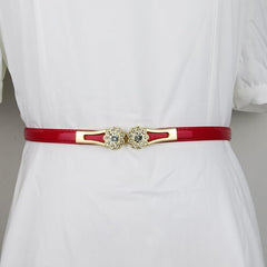 SYGA Women Leather Belt Thin Skinny Metal Buckle WaistBelt 22-36 Waist Belt