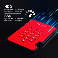 iStorage diskAshur2 256-bit 256GB USB 3.1 secure encrypted solid-state drive - Black IS-DA2-256-SSD-256-B