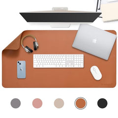 AROPANA Anti-Slip Extended Mouse Pad 90x45cm | PU Vegan Leather Desk Mat | Large Computer Desk Protector Pad with Suede Base for Keyboard, Laptop, Office & Home (Grey)