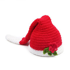 MOMISY Newborn Baby Photography Prop Crochet Costume 2 Pcs Handmade Knitted Hat Sleep Bag Photographic Prop Outfit for Baby - Red and White