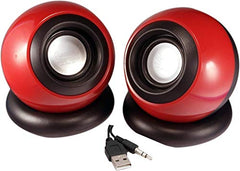 BigPlayer Mini Computer Speaker Set USB Powered Desktop Audio System with 3.5mm AUX Input for Laptop PC Monitor Red