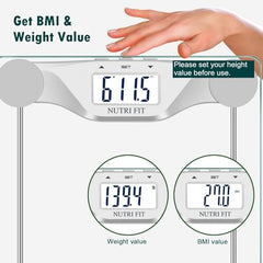 BMI Smart Digital Weighing Scale for Body Weight, Rechargeable Bathroom Scale With Body Fat Measurement - Gripit Advanced Smart Scale (Grayish Green)