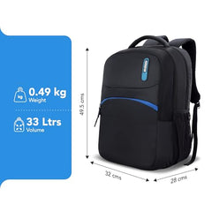American Tourister Dolph+ 01 | 33L Backpack | 17" Laptop Bag | 3 Compartments | College & Office Backpack for Men and Women | Black | 1 Year Global Warranty