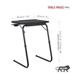 TABLE MAGIC- BADE Multipurpose Laptop Table Mat Finish - Adjustable, Foldable, Portable, Engineered Wood Top with Footrest, Top Size 60 * 45cm (X-Large, Midnight Black)